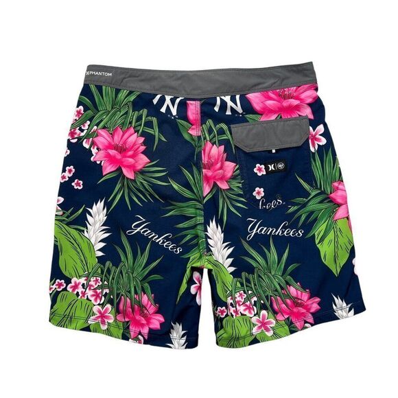 Hurley x 47 Brand Swim Trunks Mens Phantom Tailgate New York Yankees Boardshorts - Picture 6 of 11